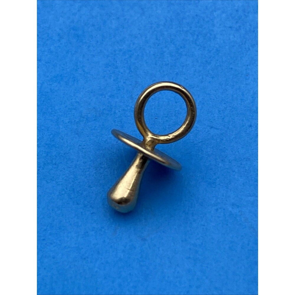 Vintage 1985 14K Yellow Gold Baby Pacifier Charm Pendant 0.7g Signed MC Keepsake